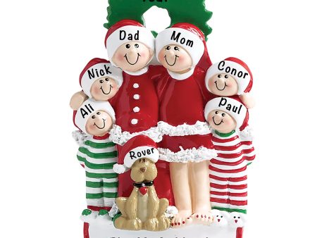 Christmas Family Of 6 With Dog Christmas Ornament on Sale