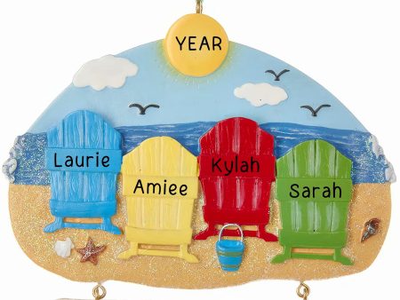 Beach Family of 4 Christmas Ornament Online