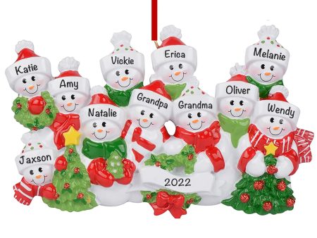 Personalized Snowman Family of 11 Christmas Ornament Discount