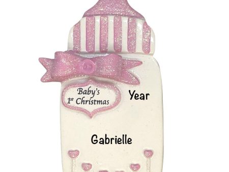 Pink Baby s 1st Christmas Bottle Personalized Ornament Online Hot Sale