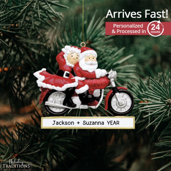 Santa Couple Motorcycle Christmas Ornament Supply