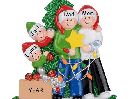 Decorating The Tree Family of 4 Christmas Ornament For Discount