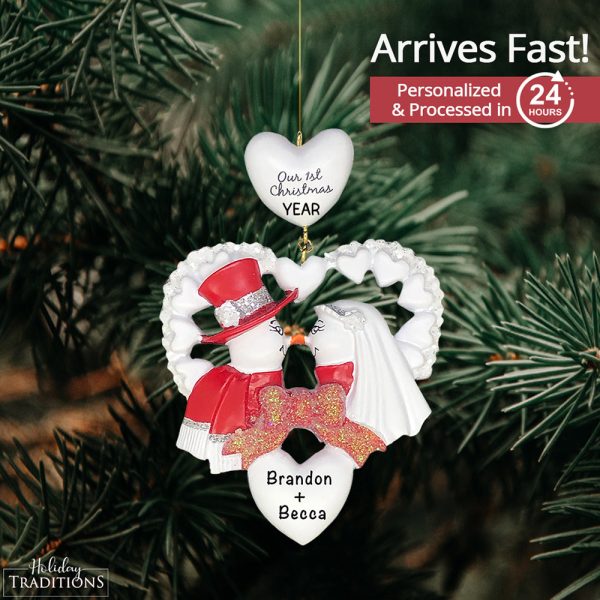 Snowman Wedding Personalized Ornament - Red Online now