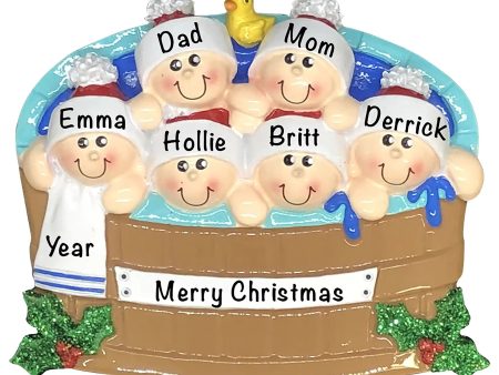 Hot Tub Family of 6 Christmas Ornament Discount