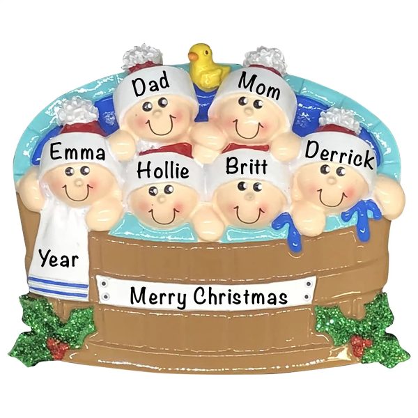 Hot Tub Family of 6 Christmas Ornament Discount