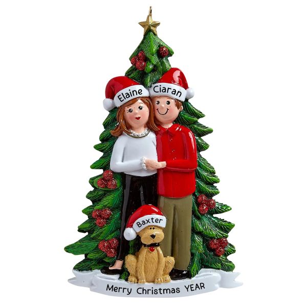 Cute Couple with Dog Personalized Ornament For Discount