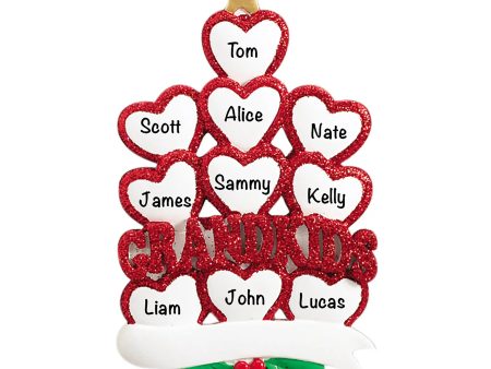 Grandkids Hearts Family of 10 Christmas Ornament Cheap