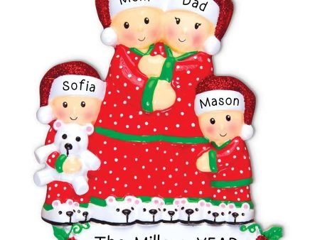 Pajama Family of 4 Personalized Ornament on Sale