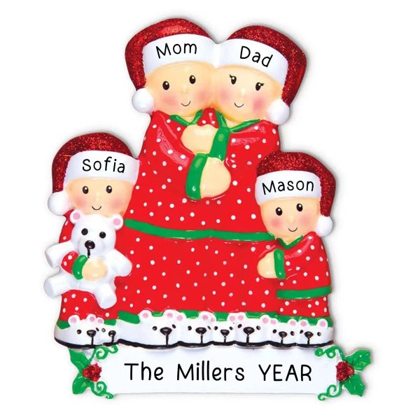 Pajama Family of 4 Personalized Ornament on Sale