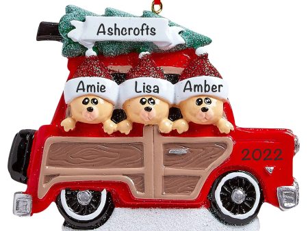 SUV Bear Family of 3 Personalized Ornament For Cheap